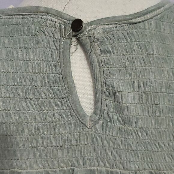 Rewind Aqua Stream Smocking Flutter Sleeves Flowy Boho Top - Picture 6 of 9